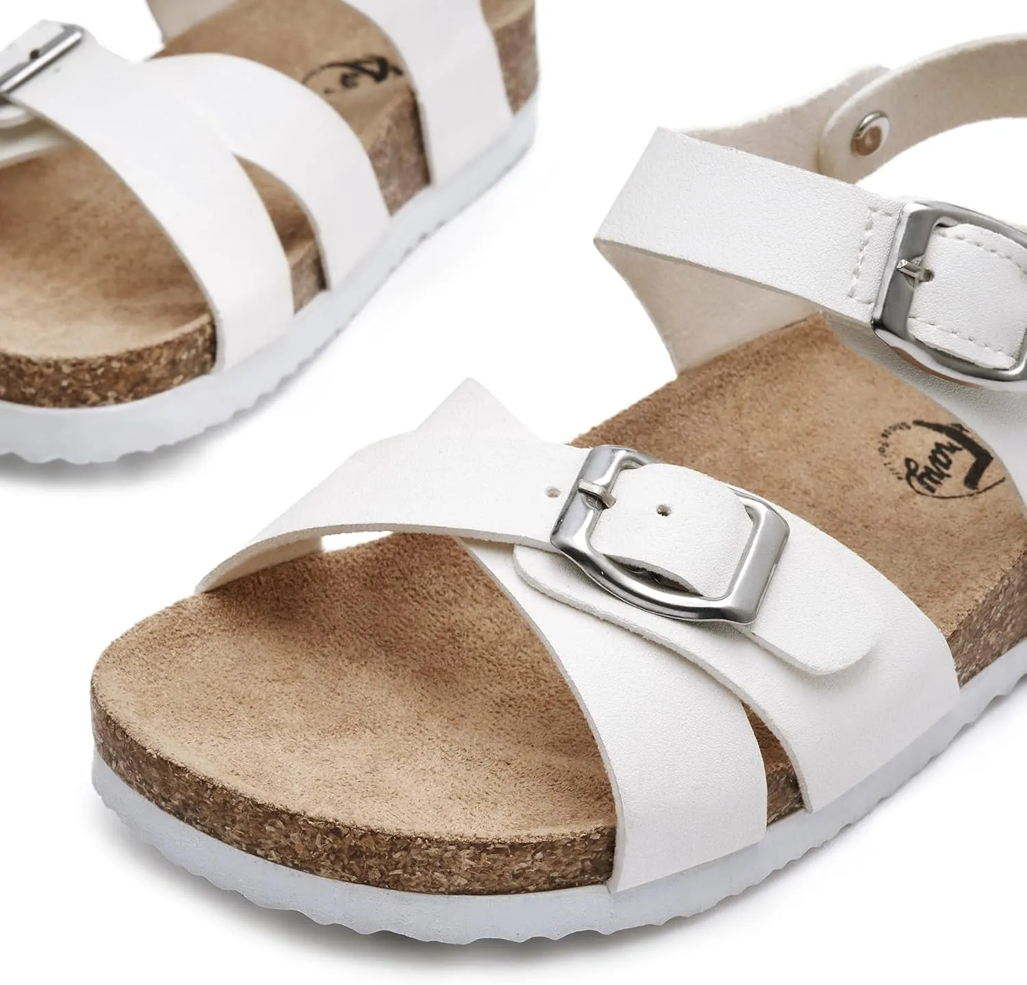 Trary Girls Sandals Open Toe Casual Summer Shoes with Cork Footbed Comfortable Flat Sandals for Little Kids