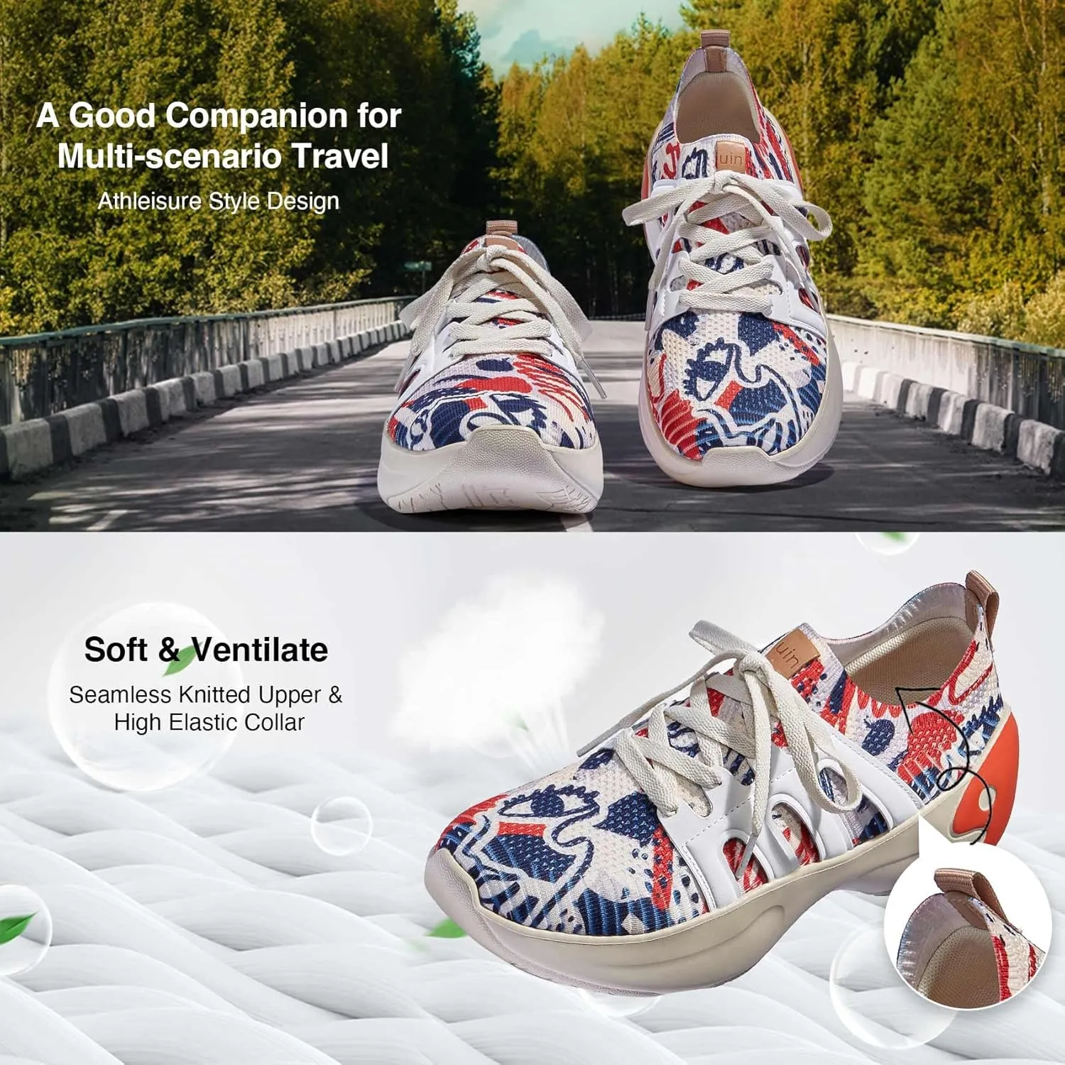 UIN Women's Chunky Fashion Sneakers Walking Casual Comfortable Art Painted Travel Designer Shoes Salamanca