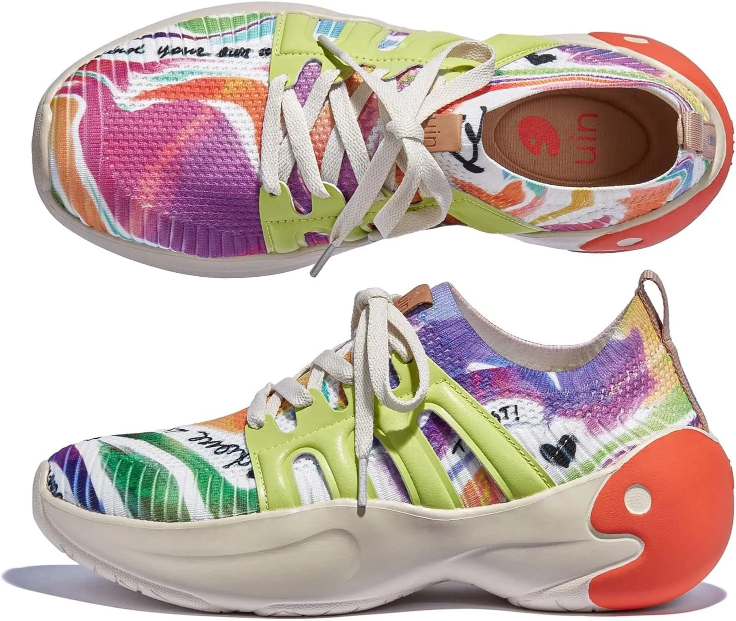 UIN Women's Chunky Fashion Sneakers Walking Casual Comfortable Art Painted Travel Designer Shoes Salamanca