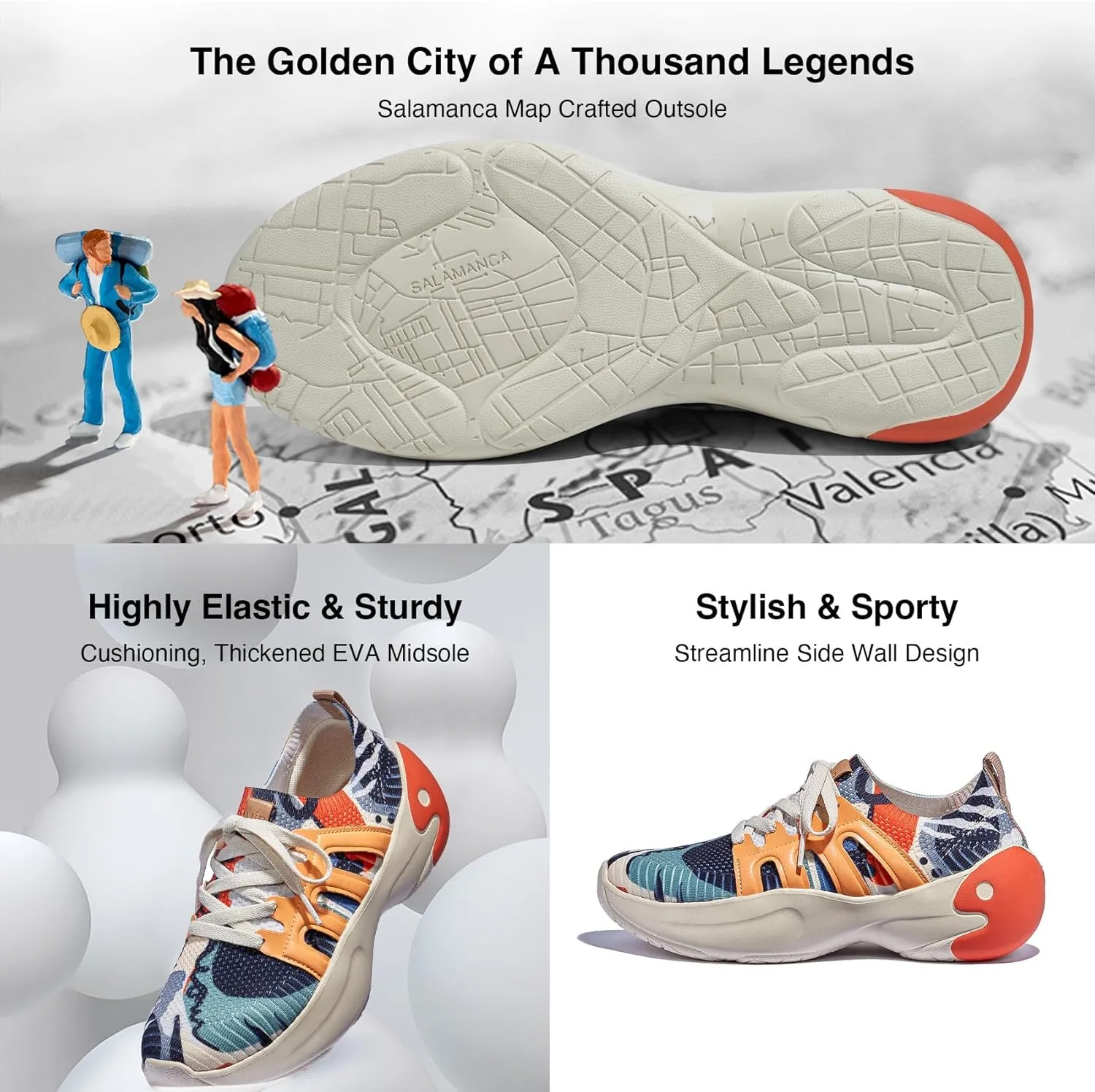UIN Women's Chunky Fashion Sneakers Walking Casual Comfortable Art Painted Travel Designer Shoes Salamanca