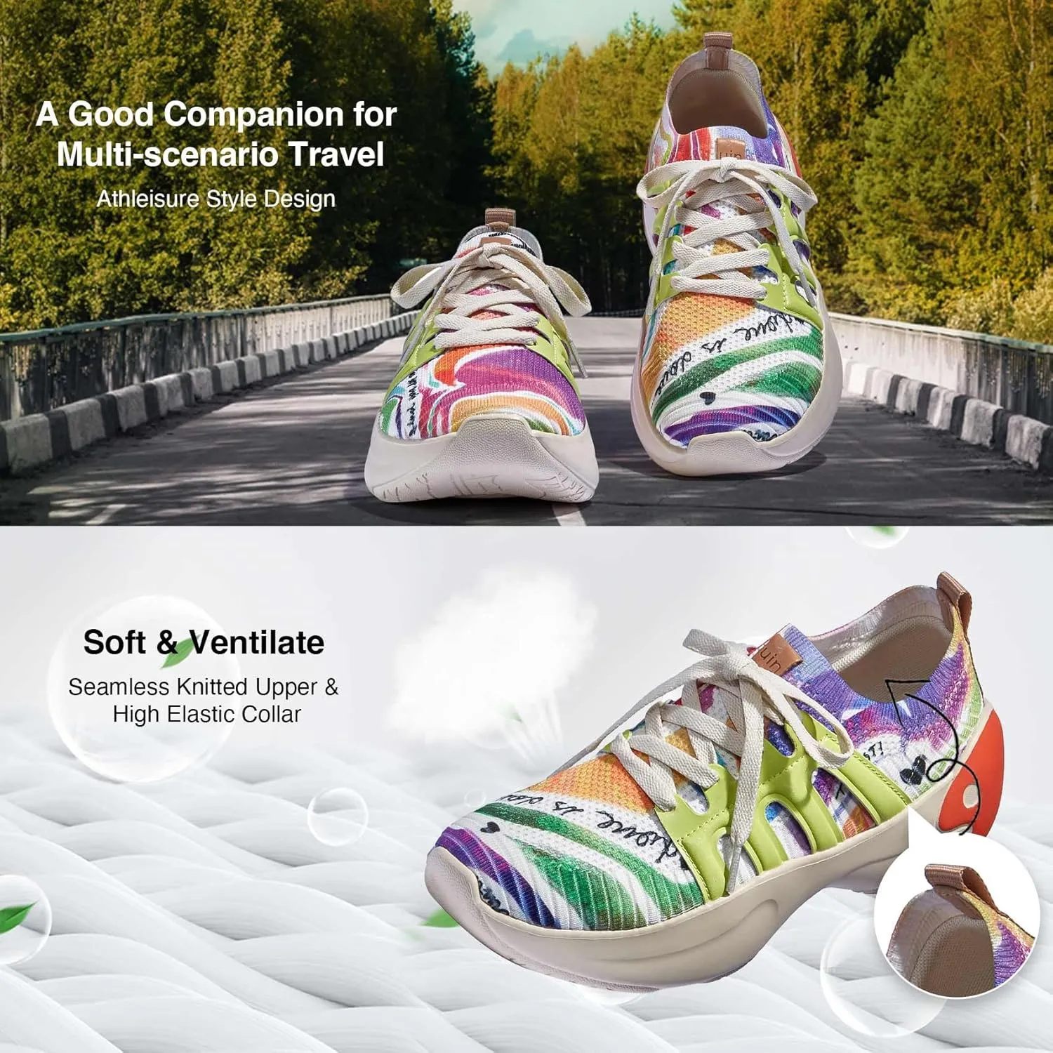 UIN Women's Chunky Fashion Sneakers Walking Casual Comfortable Art Painted Travel Designer Shoes Salamanca