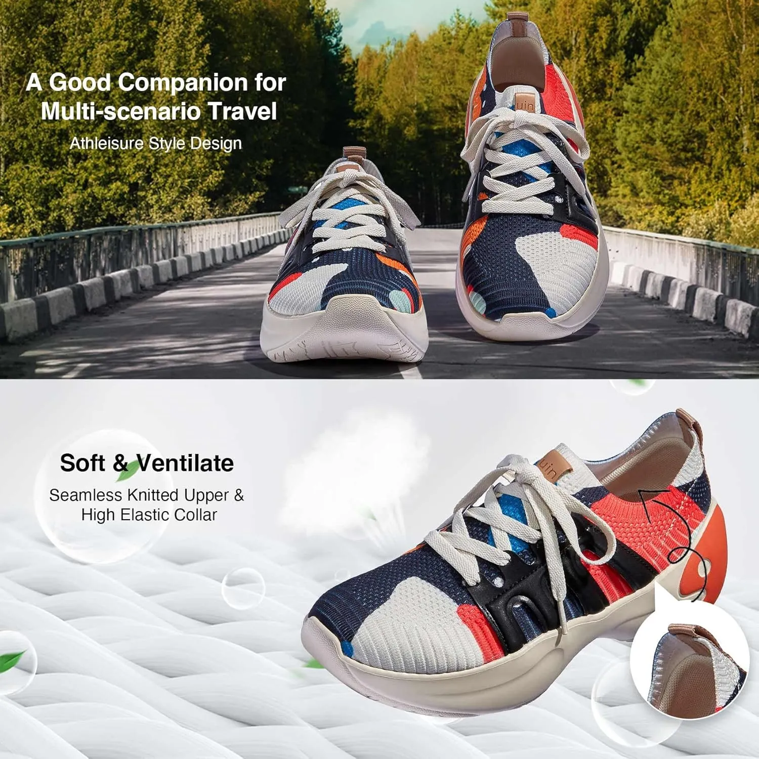 UIN Women's Chunky Fashion Sneakers Walking Casual Comfortable Art Painted Travel Designer Shoes Salamanca