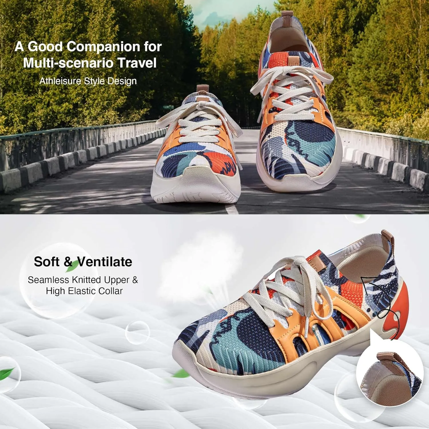 UIN Women's Chunky Fashion Sneakers Walking Casual Comfortable Art Painted Travel Designer Shoes Salamanca