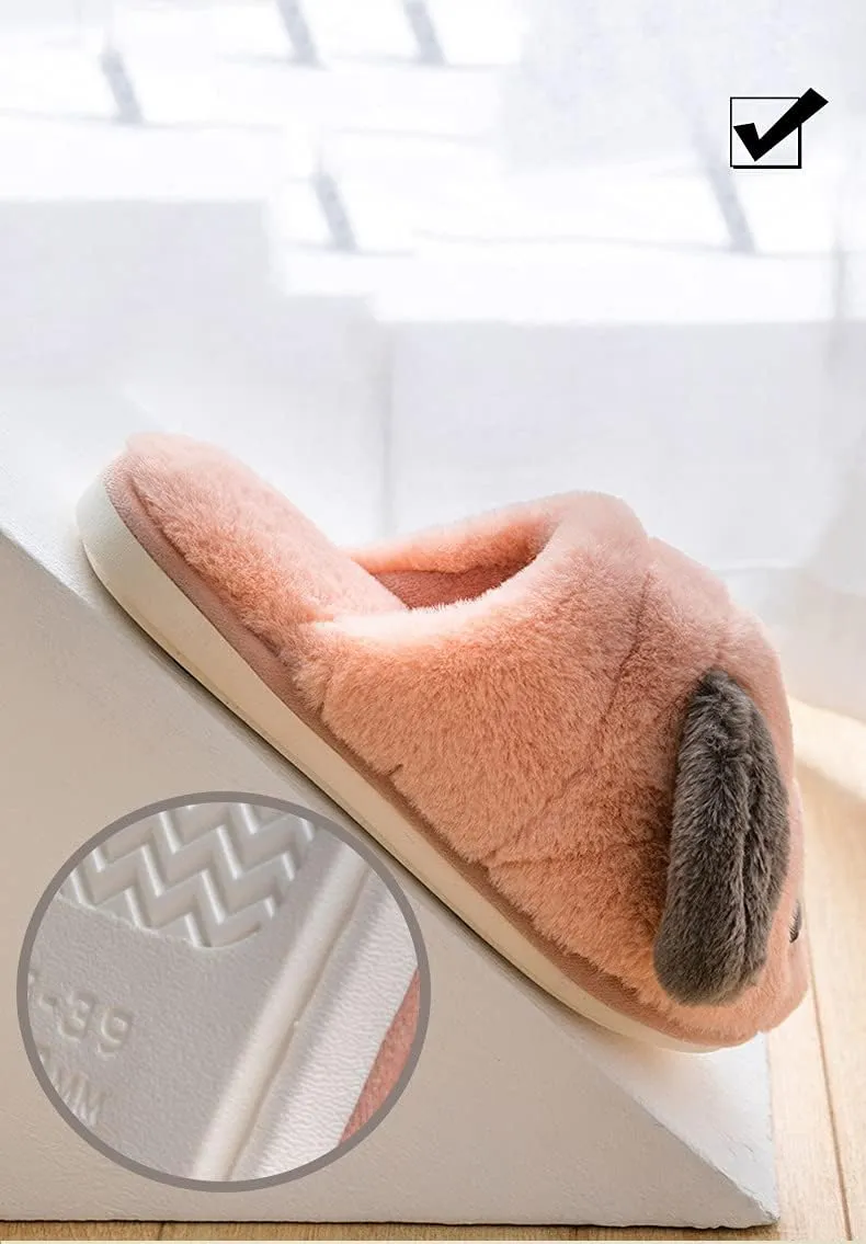 Unisex Cute Animal Winter Warm Thermal Soft Plush Slip-on Shoes Memory Foam Non-Slip Fuzzy Fluffy Home Indoor Bedroom Slippers
