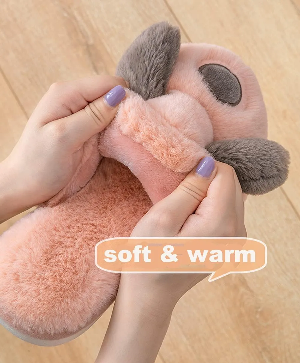Unisex Cute Animal Winter Warm Thermal Soft Plush Slip-on Shoes Memory Foam Non-Slip Fuzzy Fluffy Home Indoor Bedroom Slippers