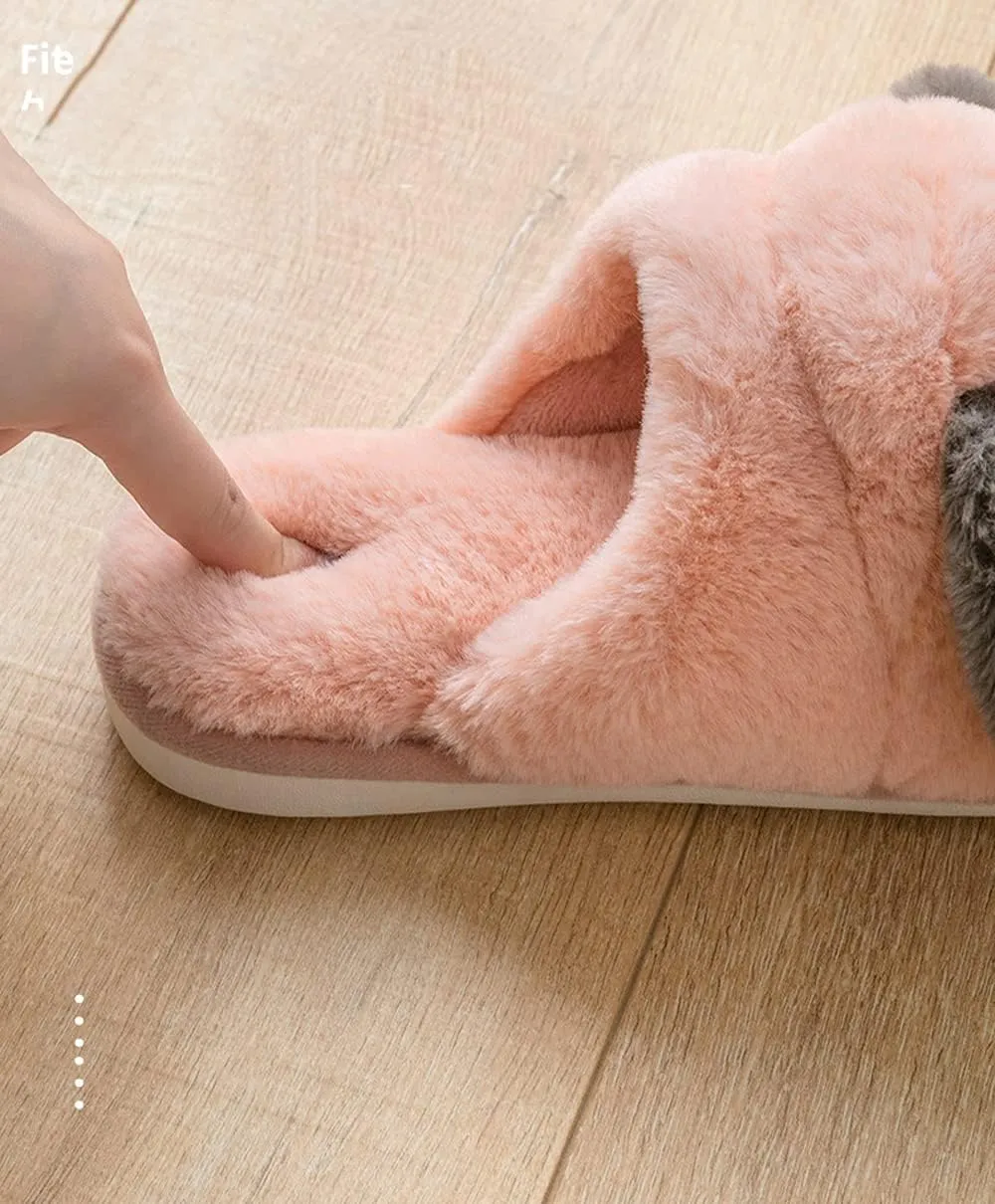 Unisex Cute Animal Winter Warm Thermal Soft Plush Slip-on Shoes Memory Foam Non-Slip Fuzzy Fluffy Home Indoor Bedroom Slippers