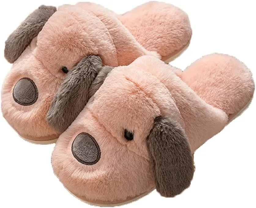Unisex Cute Animal Winter Warm Thermal Soft Plush Slip-on Shoes Memory Foam Non-Slip Fuzzy Fluffy Home Indoor Bedroom Slippers