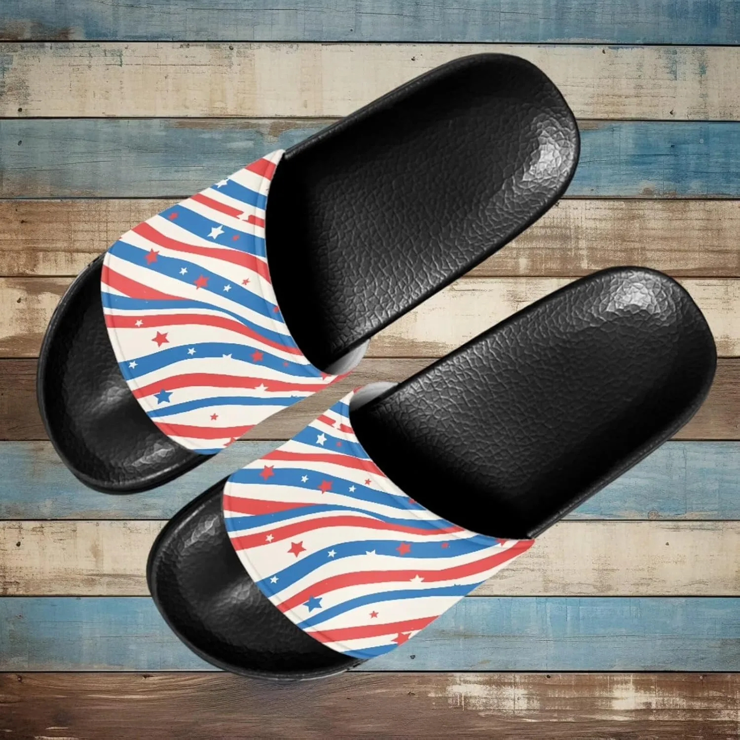 Unisex Slide Sandals with Soft Footbed Comfort Slides for Women and Men, Slide Sandals Leather Size 6-13.5