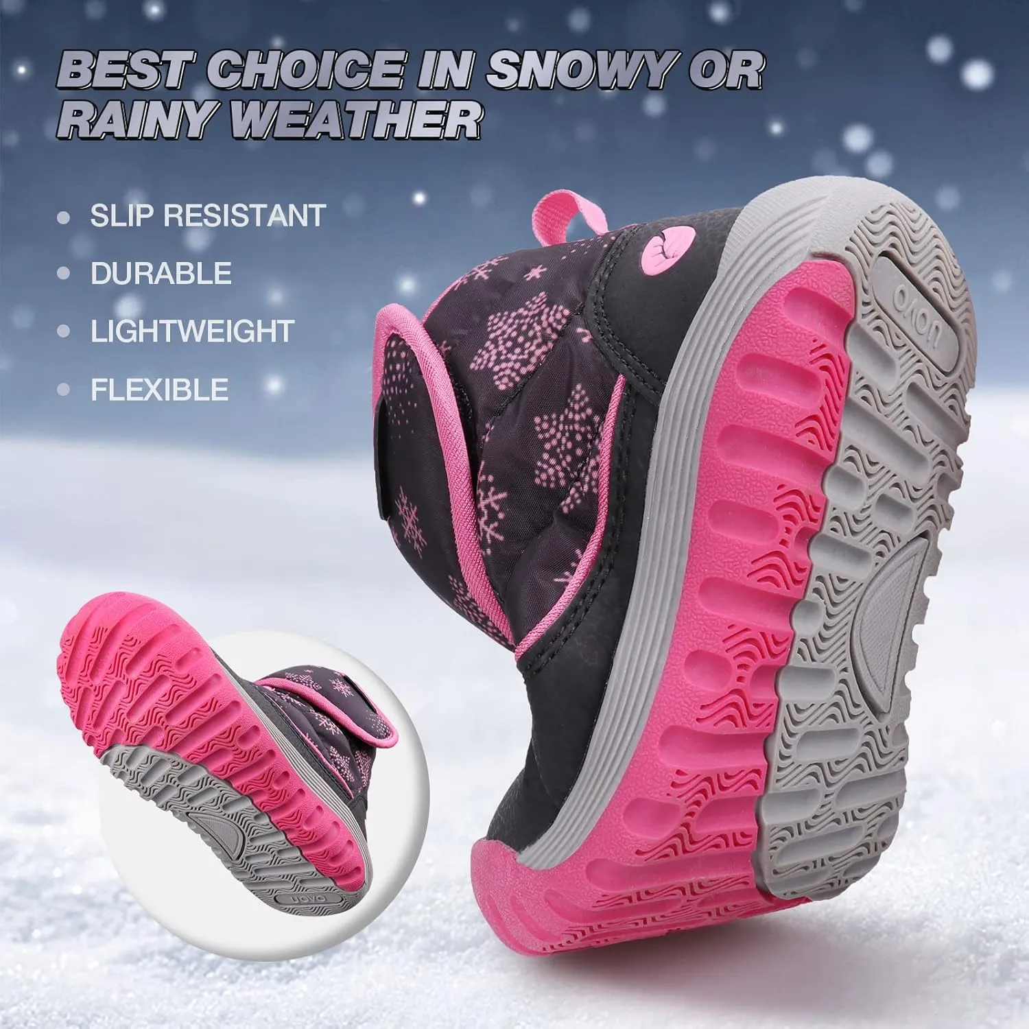 UOVO Kids Boys Winter Snow Boots Ankle Fur Lined Slip Resistant Outdoor Warm Shoes (Toddler/Little Kid)