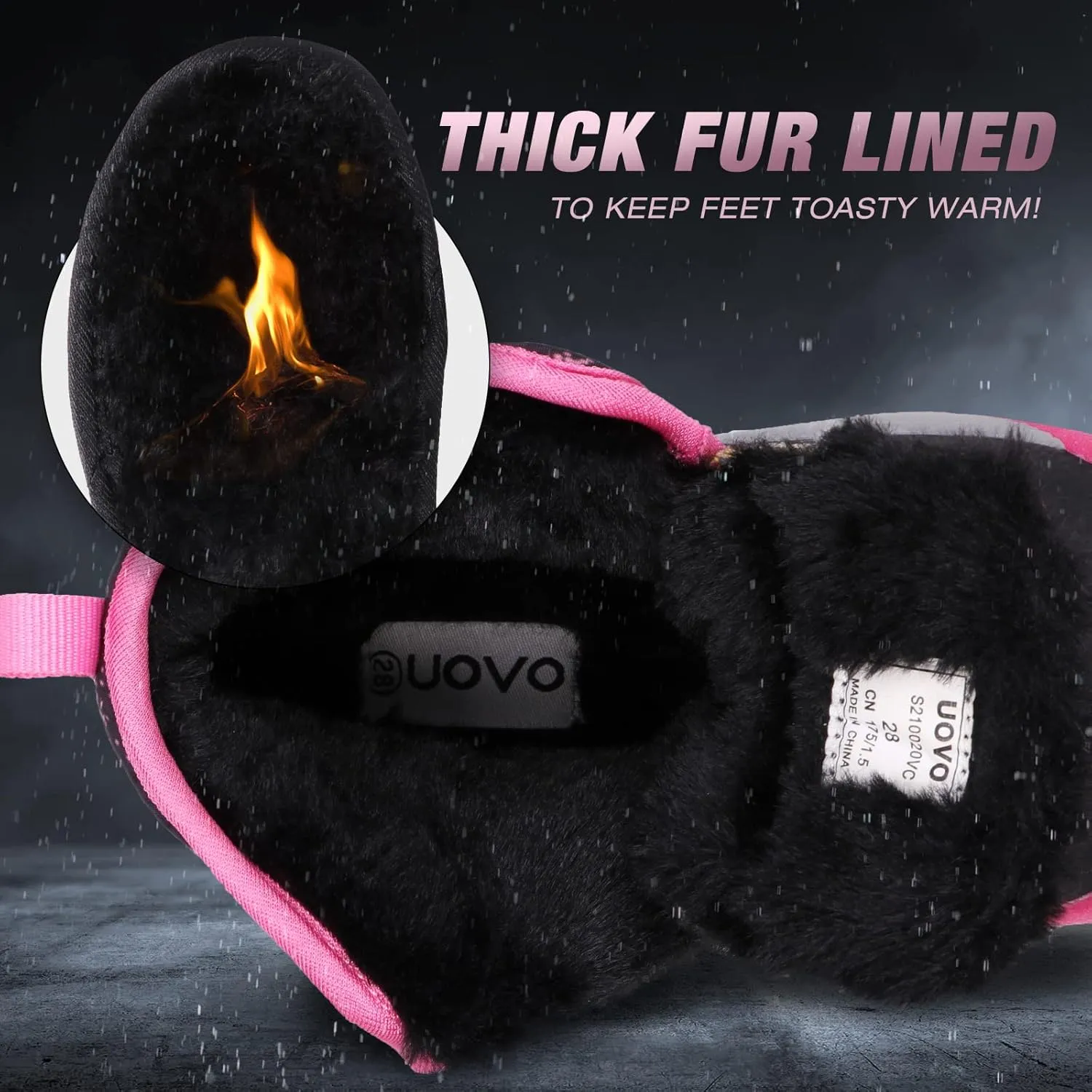 UOVO Kids Boys Winter Snow Boots Ankle Fur Lined Slip Resistant Outdoor Warm Shoes (Toddler/Little Kid)