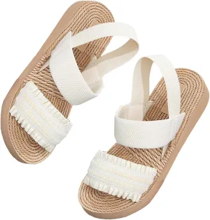 Verdusa Women's Woven Ankle Strap Sandals Double Band Open Toe Braided Summer Flat Shoes