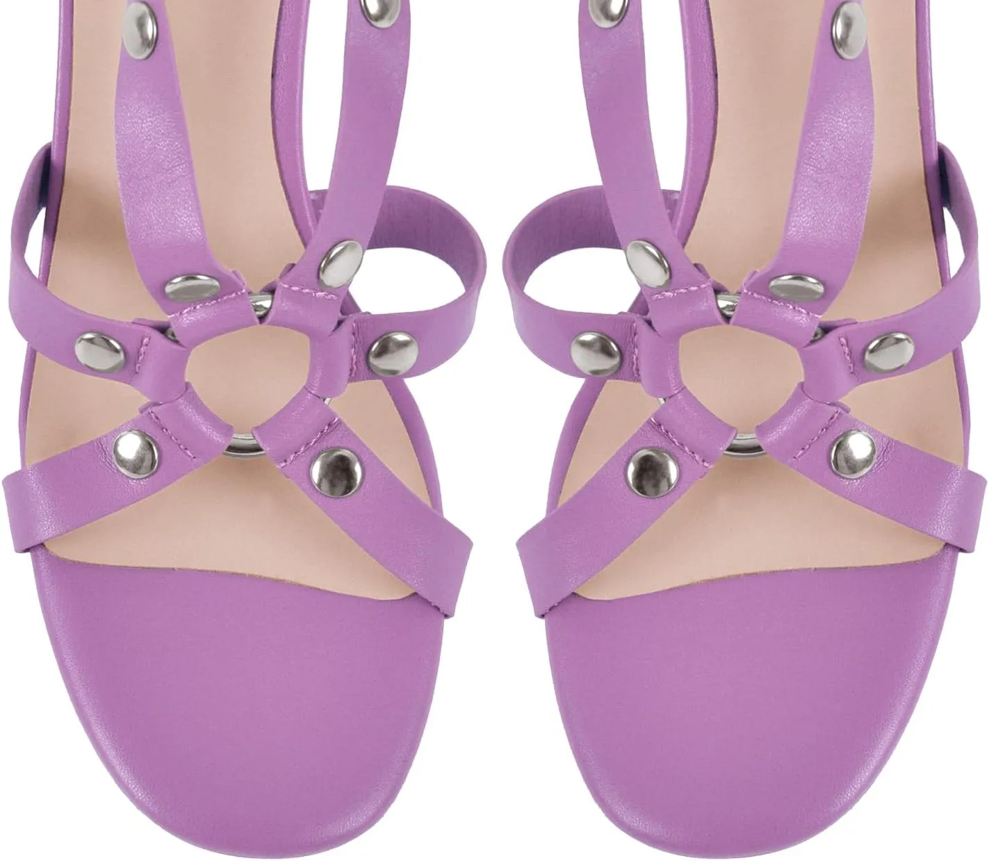 VERISSON Women's Grommets Stiletto Sandals Platform Open-back High Heels Cross Bands Open Toe Buckle-up Ankle Sandals Party Dressing