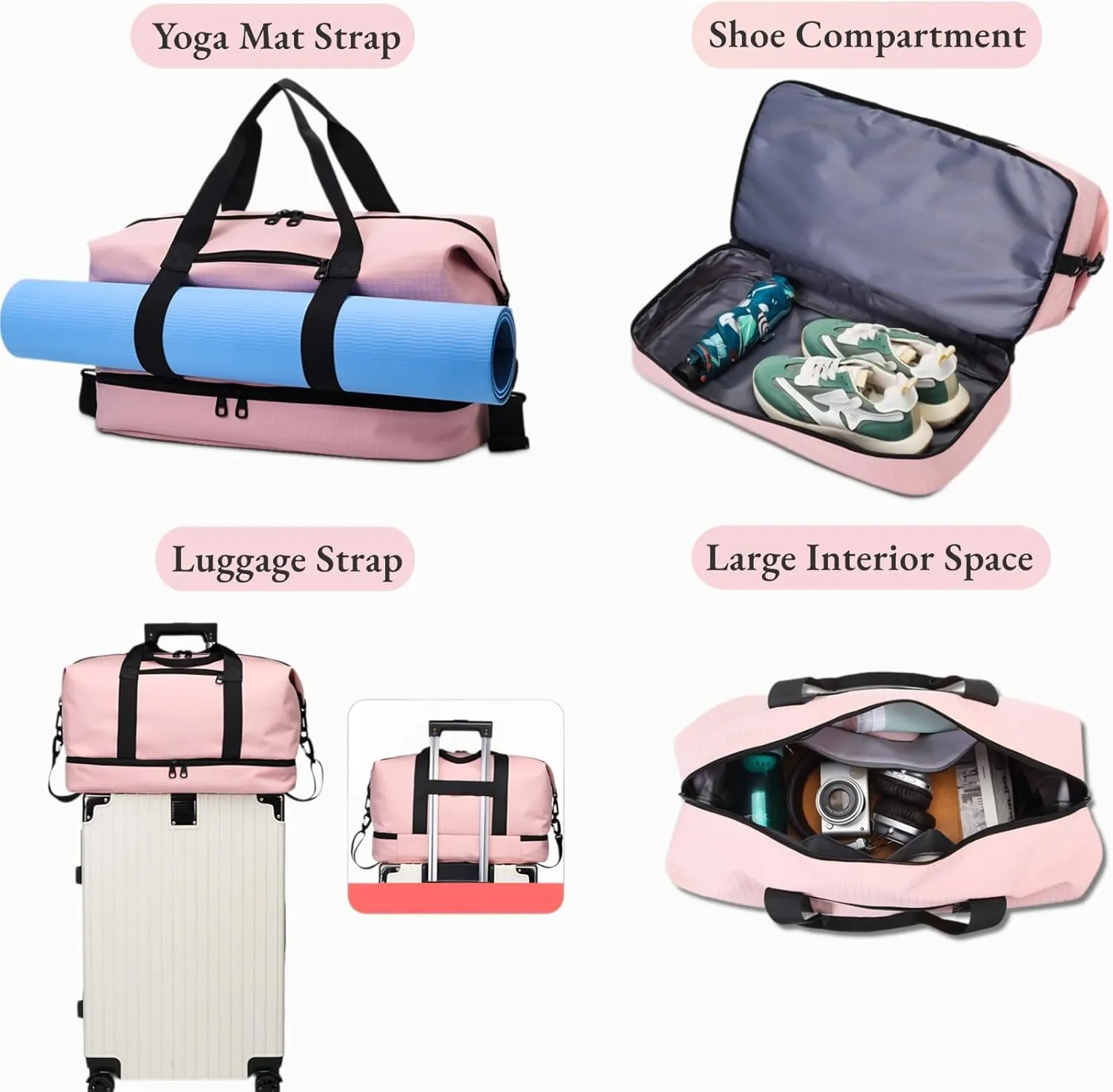 Versatile Sports Bag for Women Men - Multipurpose Gym and Travel Duffel with Wet Dry Compartment, Independent Shoe Storage, and Detachable Shoulder Strap (Purple)