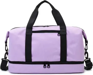 Versatile Sports Bag for Women Men - Multipurpose Gym and Travel Duffel with Wet Dry Compartment, Independent Shoe Storage, and Detachable Shoulder Strap (Purple)