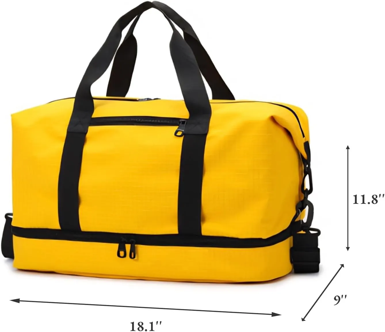 Versatile Sports Bag for Women Men - Multipurpose Gym and Travel Duffel with Wet Dry Compartment, Independent Shoe Storage, and Detachable Shoulder Strap (Yellow)