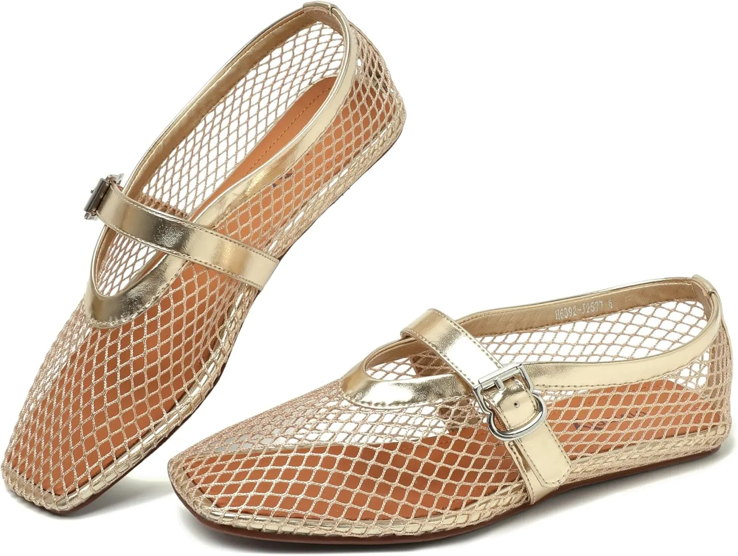 vivianly Mesh Ballet Flats Shoes for Women Flats Comfortable Dressy Round Toe Mesh Flats Fishnet Mary Jane Flats for Events Party Leisure