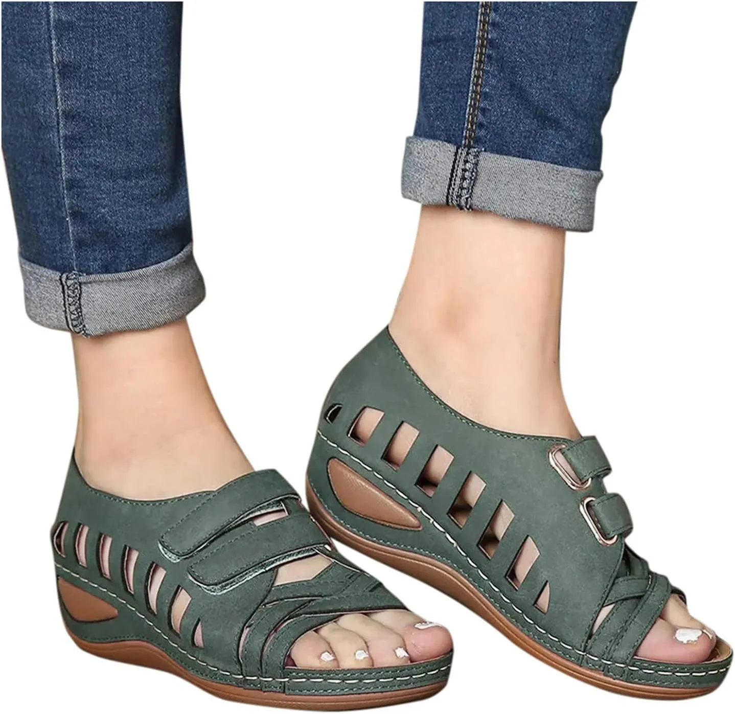 Wedge Sandals for Women 2024 Strap Sandals Summer Fashion Flops Women's Wedges Flip Buckle Shoes Sandals Shoes For Women