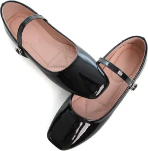 WENJIAZHIZHI Womens Square Toe Ballet Flats Comfortable Mary Jane Shoes Dressy Casual Slip-On Ballerina Walking Flat Shoes