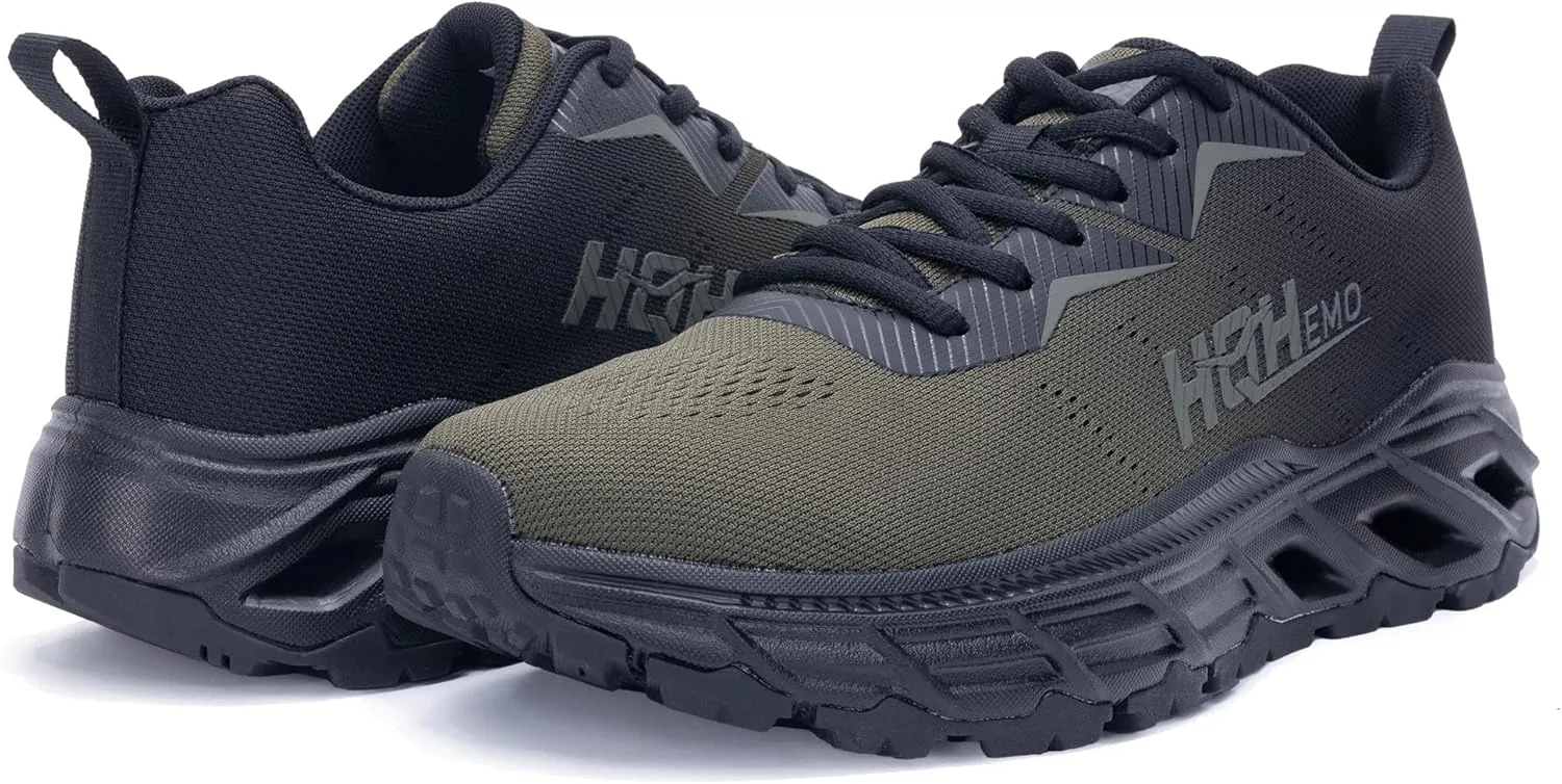 Wide Trail Running Shoes for Mens - FALKON 1.0 Waterproof Hiking Sneakers Wide Width for Outdoor with Jet-Holes Sole