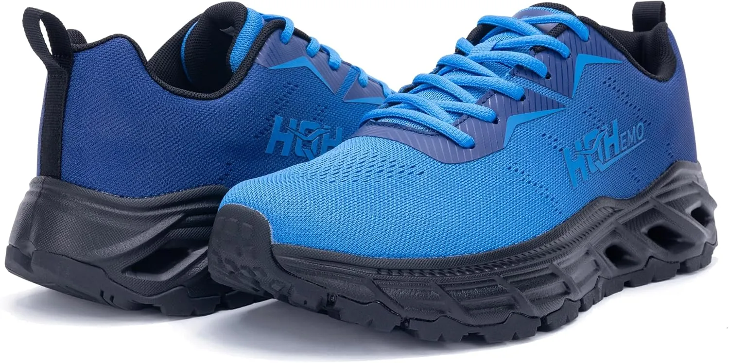 Wide Trail Running Shoes for Mens - FALKON 1.0 Waterproof Hiking Sneakers Wide Width for Outdoor with Jet-Holes Sole