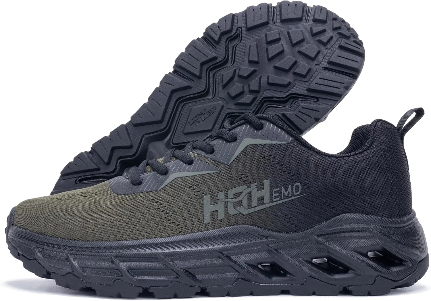 Wide Trail Running Shoes for Mens - FALKON 1.0 Waterproof Hiking Sneakers Wide Width for Outdoor with Jet-Holes Sole