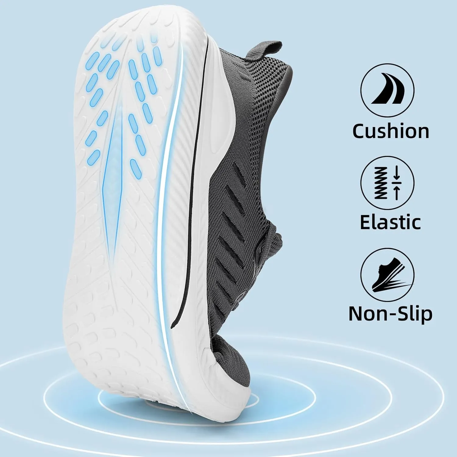 Wide Walking Shoes for Men Slip On Mens Running Shoes Tennis Shoes Lightweight Breathable Walking Sneakers Workout Gym Wide Sneakers