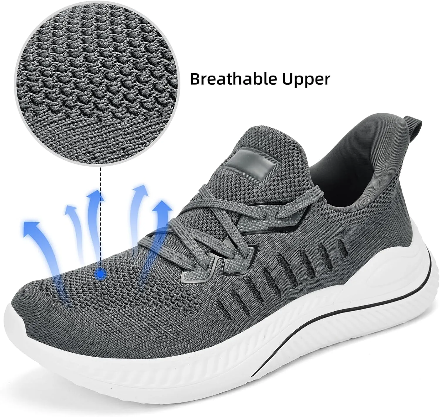 Wide Walking Shoes for Men Slip On Mens Running Shoes Tennis Shoes Lightweight Breathable Walking Sneakers Workout Gym Wide Sneakers