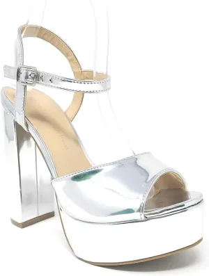 Wild Diva Women's Open Toe Ankle Strap High Heel Sandals