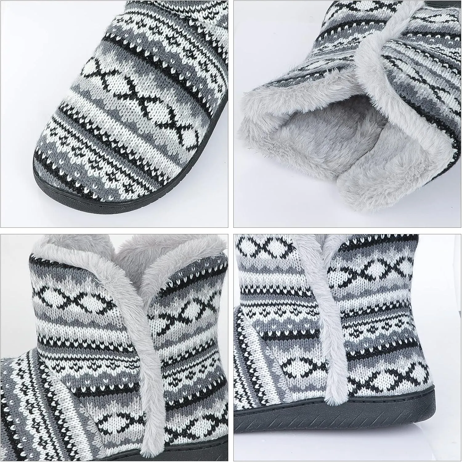 Winter Warm Ankle Slippers for Men Women, Indoor Outdoor Plush High Top Boots Knitted Anti-Slip Ankle Slippers