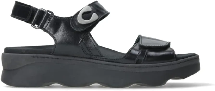 Wolky Women's Flat Sandals, Black Reflex Leather, 8-8.5