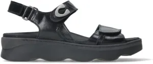 Wolky Women's Flat Sandals, Black Reflex Leather, 8-8.5
