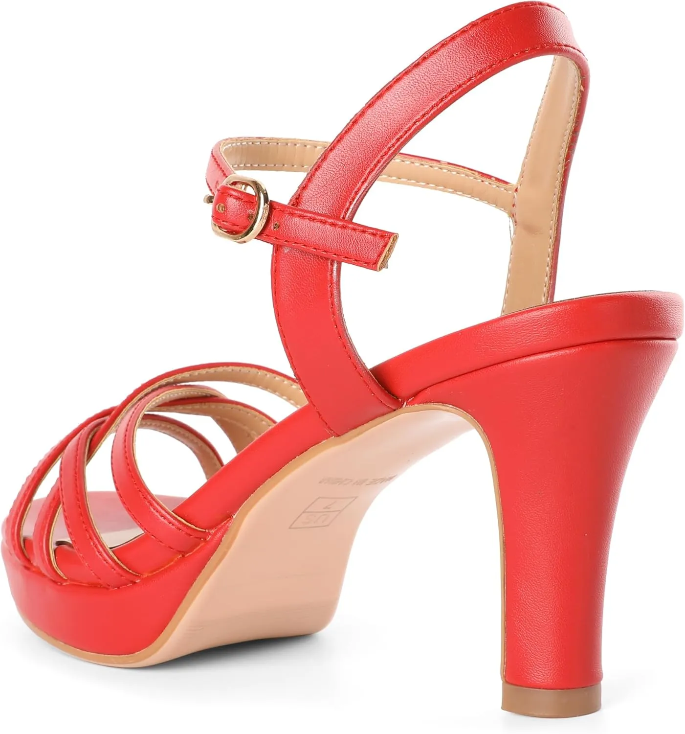 Women Platform Heel Sandals Strappy Heel Sandals Chunky Heel Sandals Open Toe Sandals Slingback Heel Sandals Comfort Dressy for Evening Party 3.5 Inch