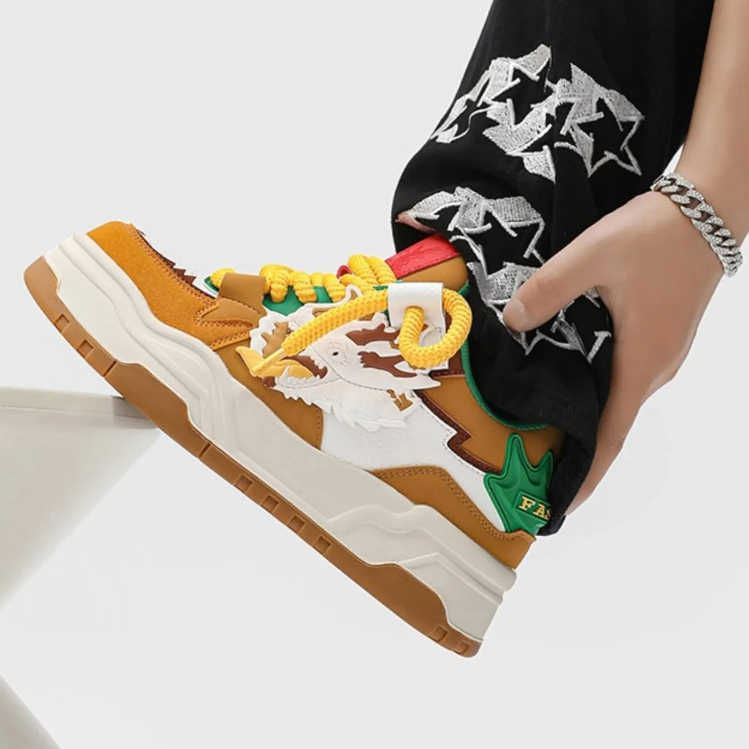 Women, Unique Dragon Chunky Sneakers, Urban Street Platform Shoes, Trendy Y2K Skate Hip Hop Jogging Retro, Limited