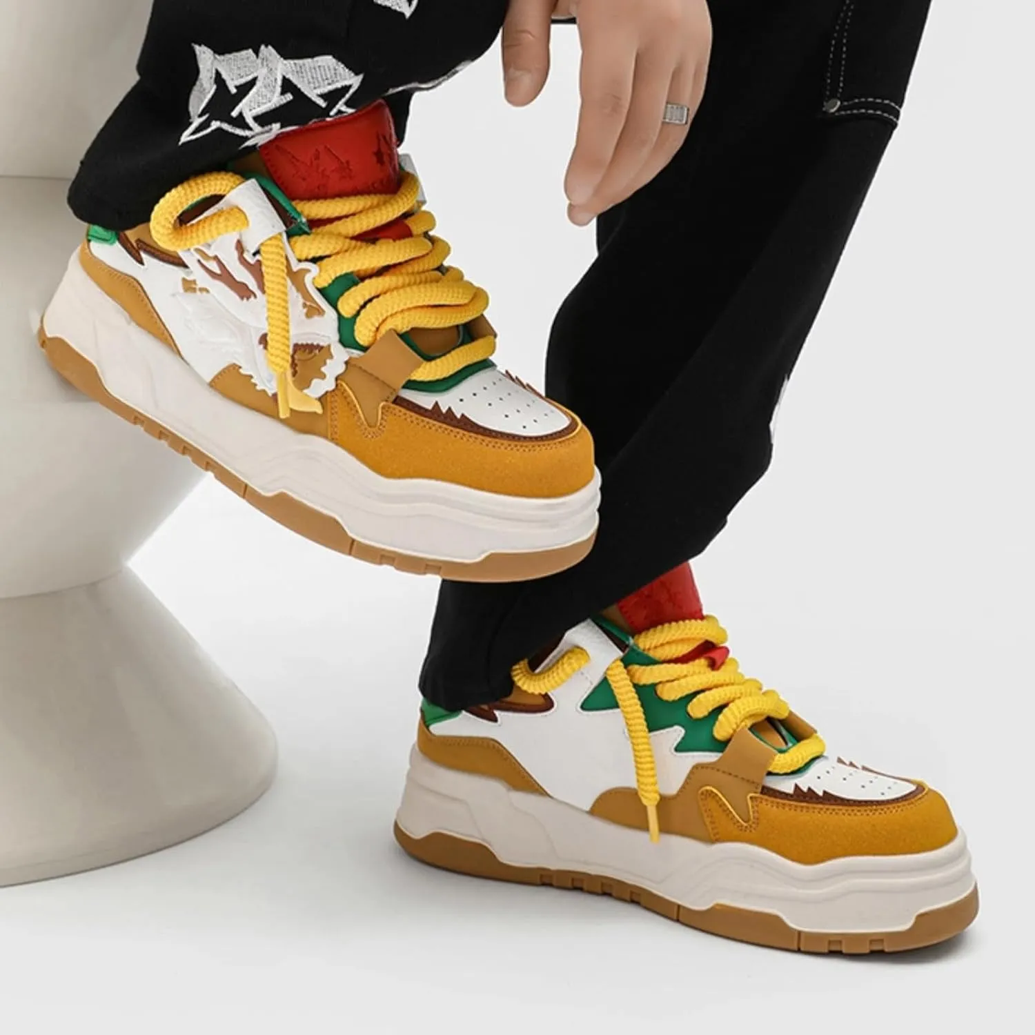 Women, Unique Dragon Chunky Sneakers, Urban Street Platform Shoes, Trendy Y2K Skate Hip Hop Jogging Retro, Limited
