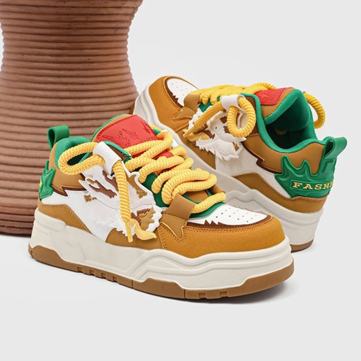 Women, Unique Dragon Chunky Sneakers, Urban Street Platform Shoes, Trendy Y2K Skate Hip Hop Jogging Retro, Limited