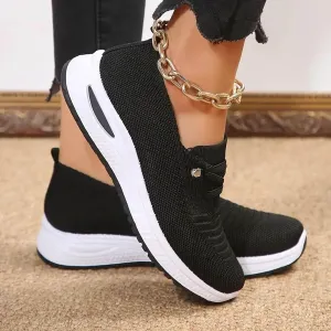 Women Woven Comfy Orthopedic Walking Shoes, 2025 New Women's Breathable Slip On Arch Support Non-Slip Sneakers with Arch Support Memory Foam Summer Running Footwear A-Black,8