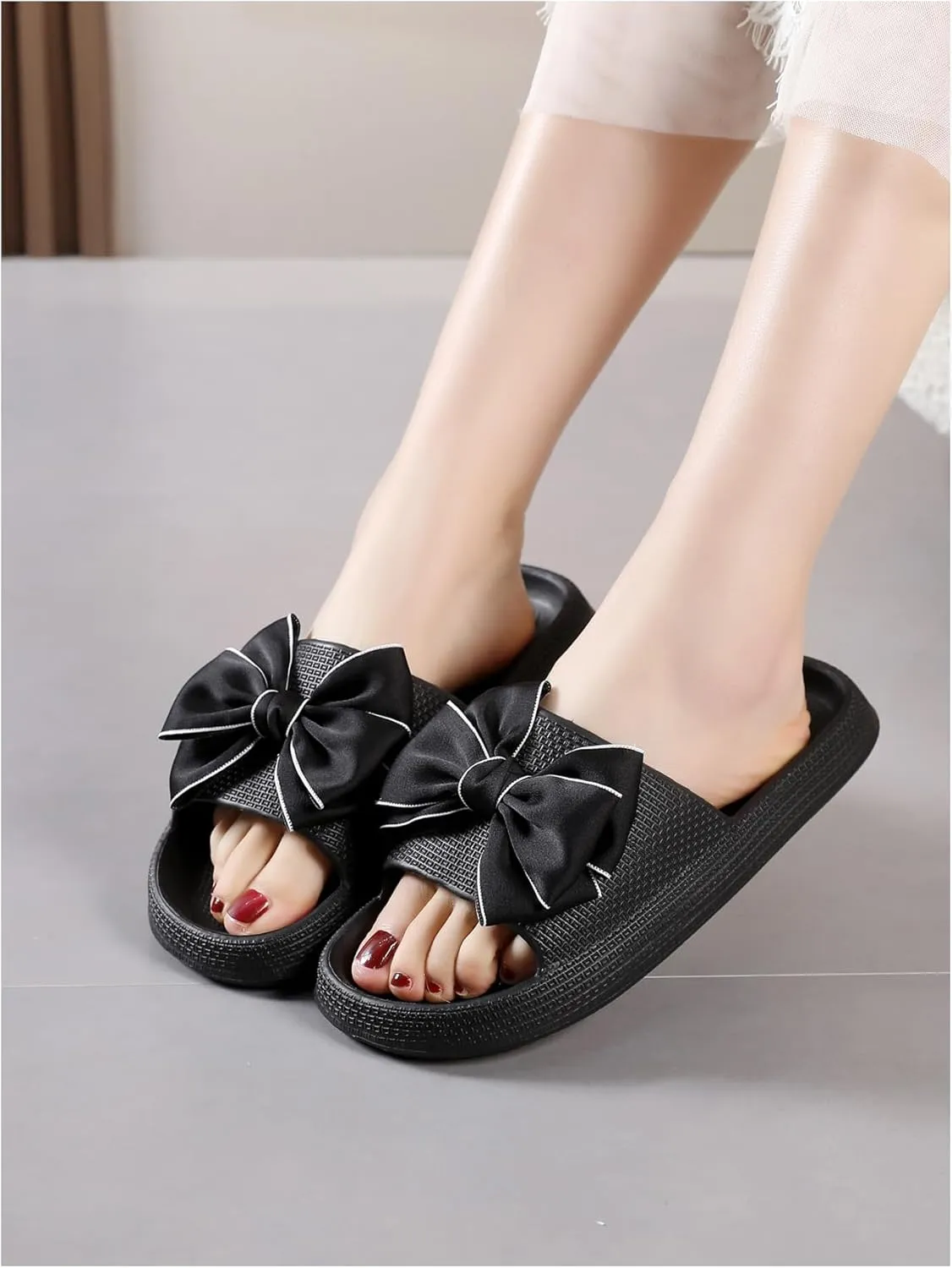 Women's Bow Knot Sandals Open Toe Comfortable Preppy Slide Sandals