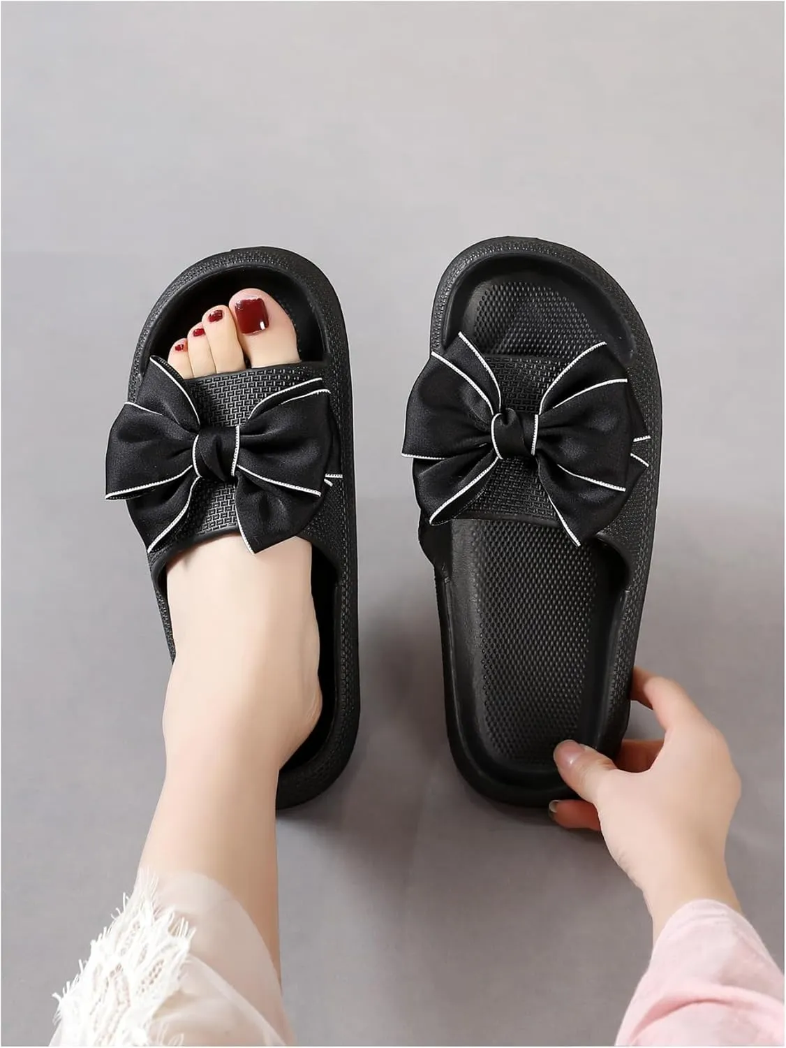 Women's Bow Knot Sandals Open Toe Comfortable Preppy Slide Sandals