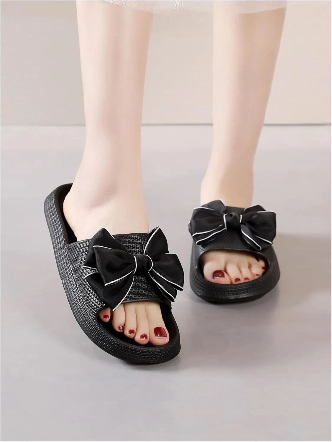 Women's Bow Knot Sandals Open Toe Comfortable Preppy Slide Sandals