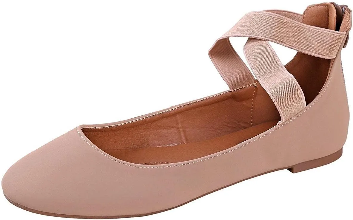 Womens Dana Closed Toe Ankle Strap Slide Flats