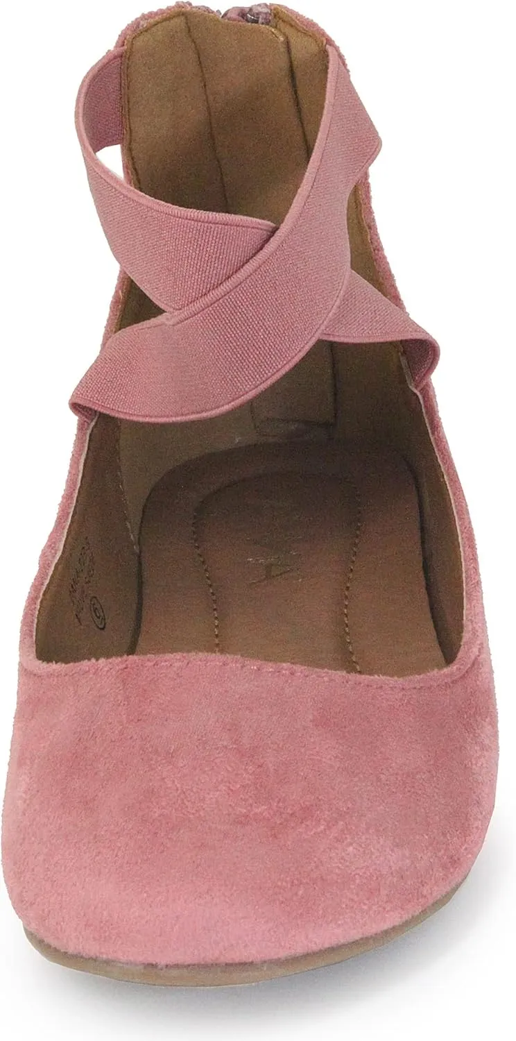 Womens Dana Closed Toe Ankle Strap Slide Flats