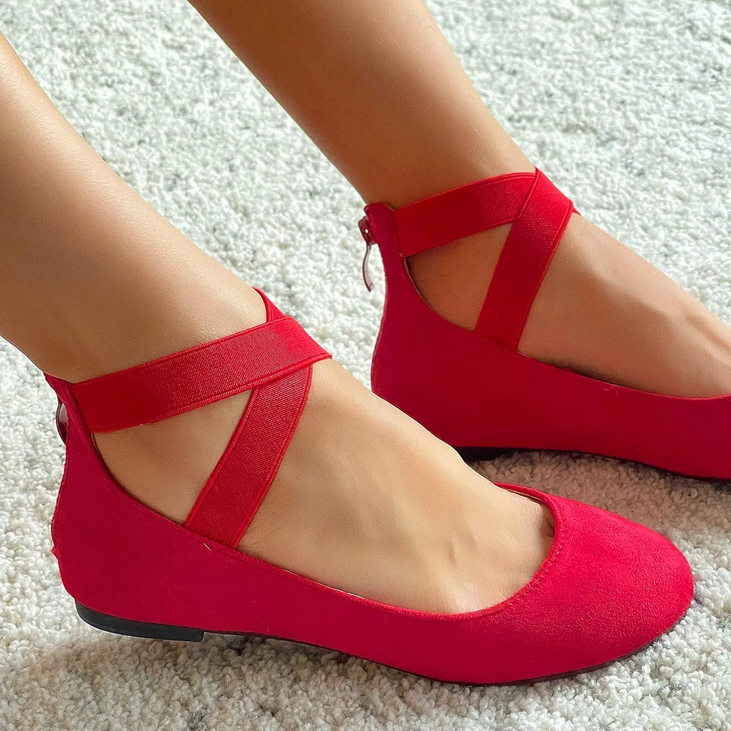 Womens Dana Closed Toe Ankle Strap Slide Flats