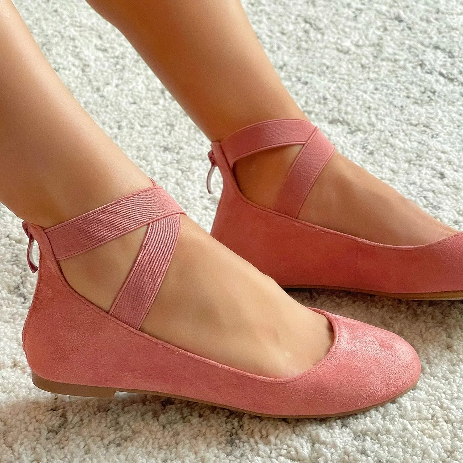 Womens Dana Closed Toe Ankle Strap Slide Flats
