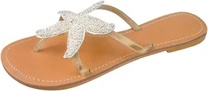 Women'S Flat Beach Sandals Cute Starfish Sandals Clip Toe Flip Flops Comfortable Outdoor Travel Sandals Summer Slippers
