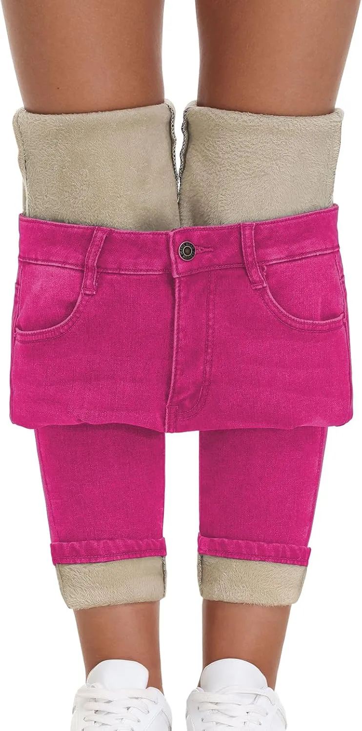 Women's Fleece Lined Jeans Skinny High Waisted Winter Thick Fleece Warm Stretch Fleece Lining Women Jeans Pants