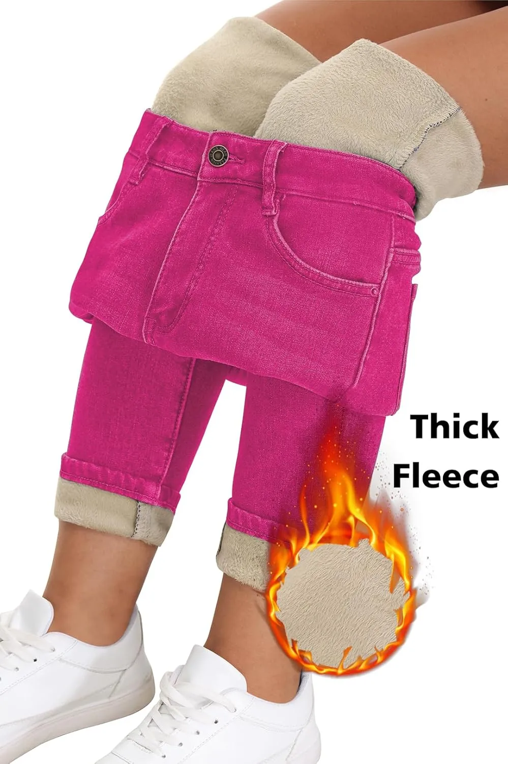 Women's Fleece Lined Jeans Skinny High Waisted Winter Thick Fleece Warm Stretch Fleece Lining Women Jeans Pants