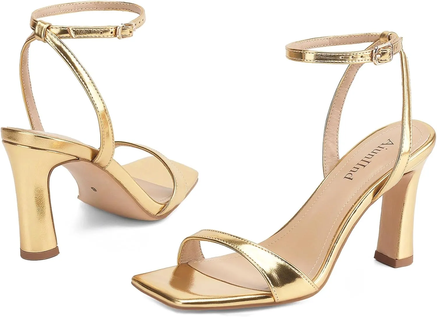 Women's Heeled Sandals Square Open Toe Chunky High Heels Ankle Strap Sandals for Women Prom Wedding Heels