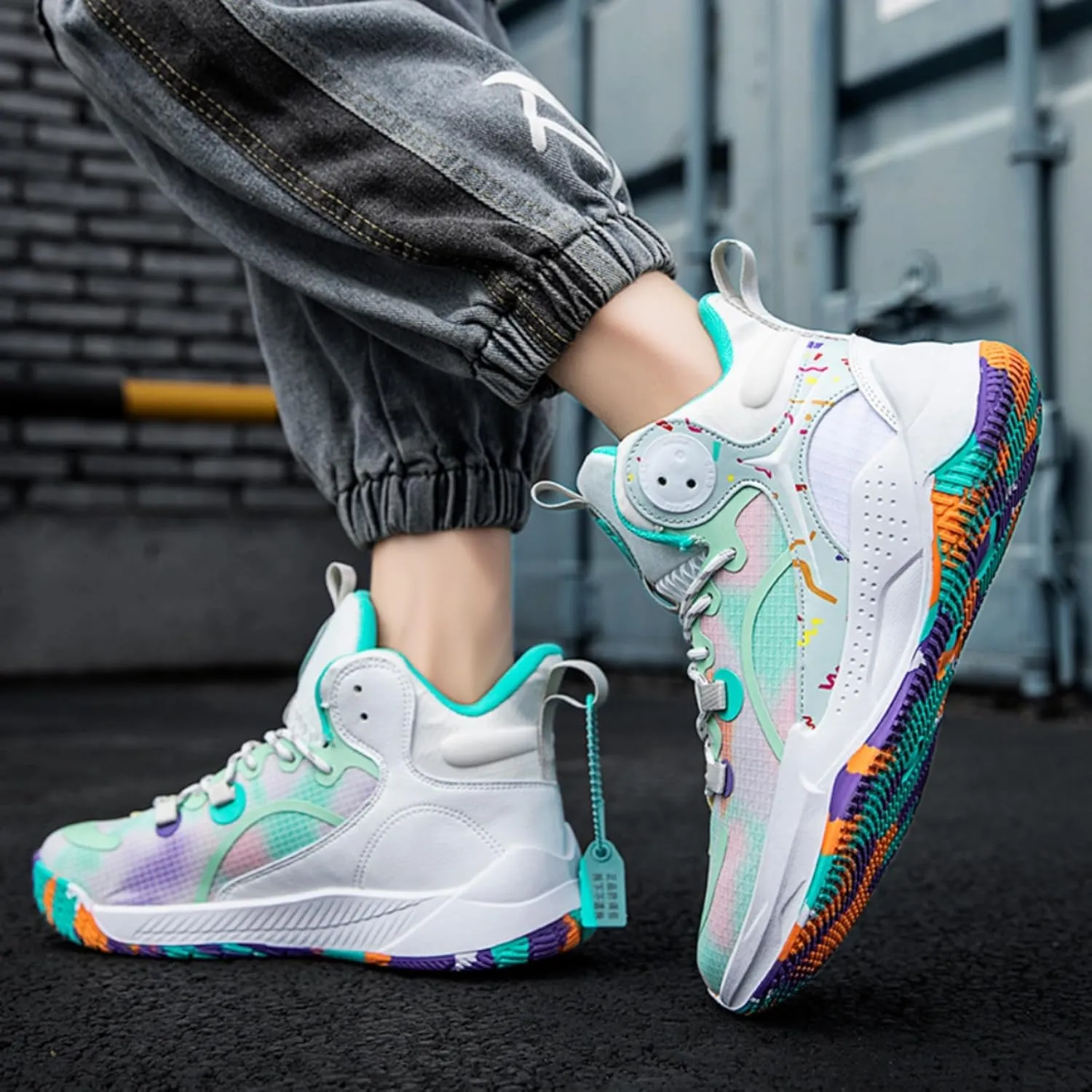 Womens High Top Fashion Graffiti Basketball Shoes Fashion Breathable Non-Slip Sneakers Comfortable Outdoor Running Training Sport Shoes