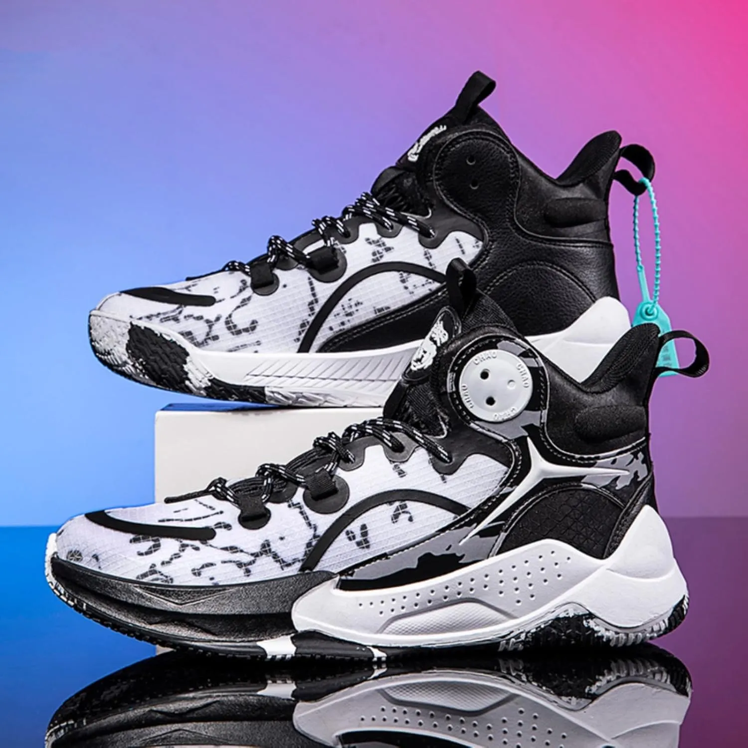 Womens High Top Fashion Graffiti Basketball Shoes Fashion Breathable Non-Slip Sneakers Comfortable Outdoor Running Training Sport Shoes