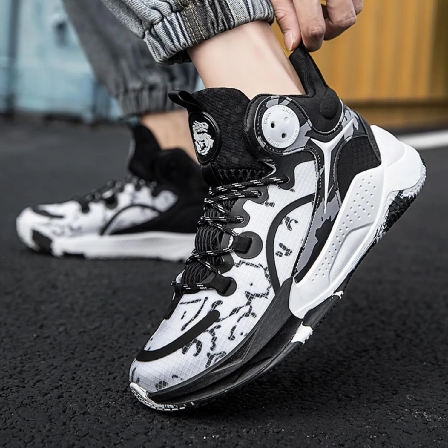 Womens High Top Fashion Graffiti Basketball Shoes Fashion Breathable Non-Slip Sneakers Comfortable Outdoor Running Training Sport Shoes